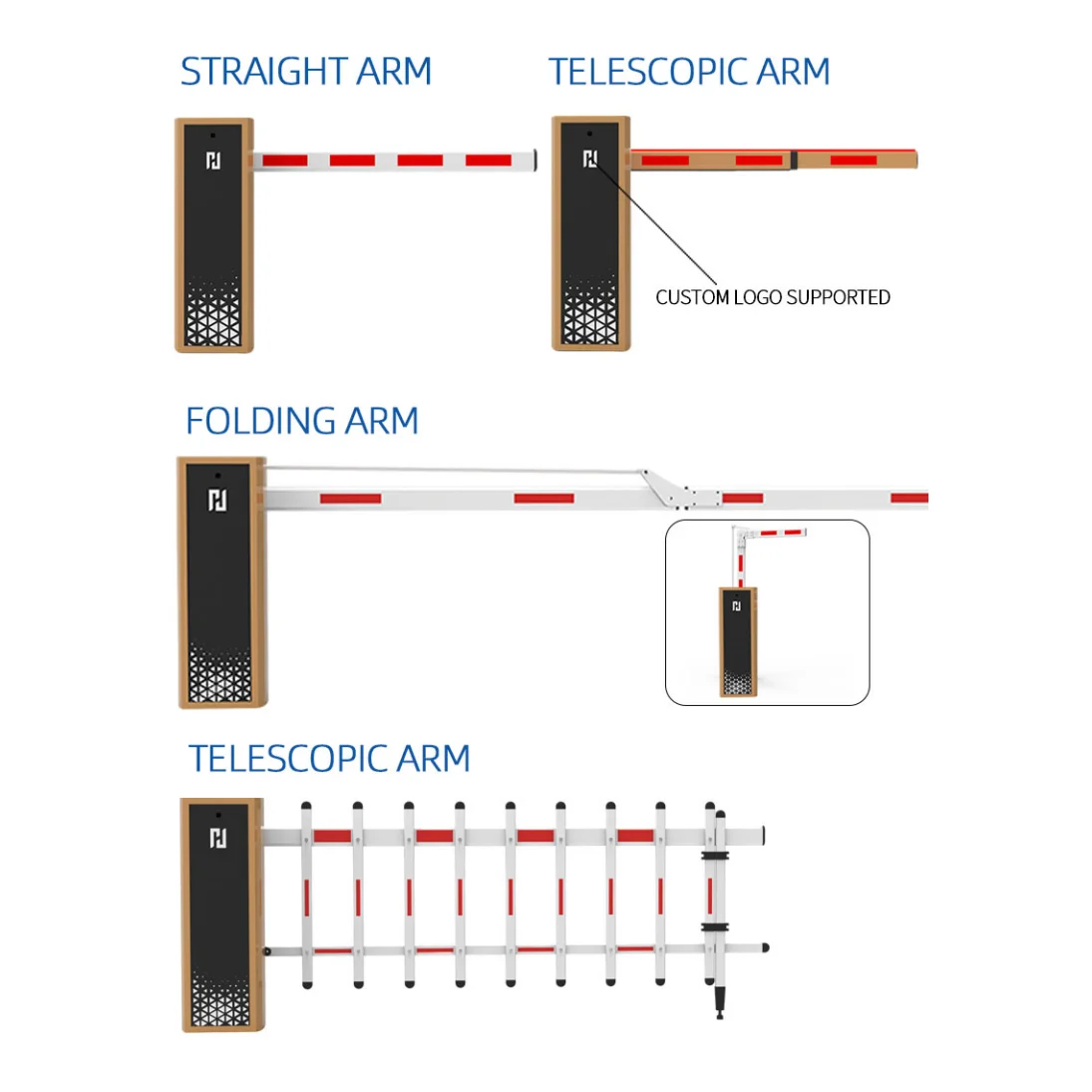 Versatile Automatic Folding Arm Boom Barrier for Traffic Control - Smart Motorized Vehicle Access Management System