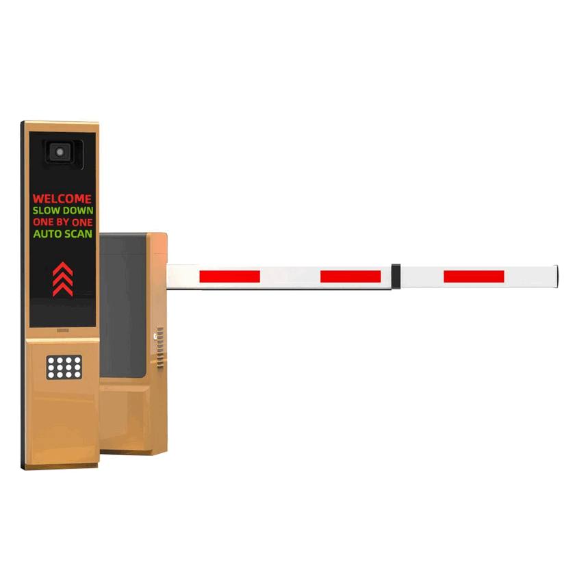 Advertising Integrated Parking Kiosk Boom Barrier Gate for Public Structures - Smart Digital Media Vehicle Access Control System